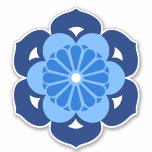 Sticker Lotus Flower Mandala, Indigo et bleu clair