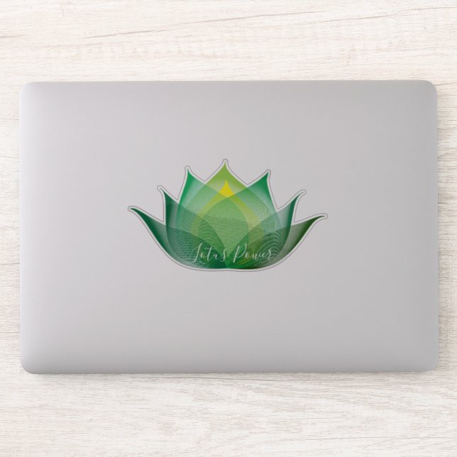 Sticker Lotus jaune vert Fleur Art Élégant Yoga unique (Ordinateur)