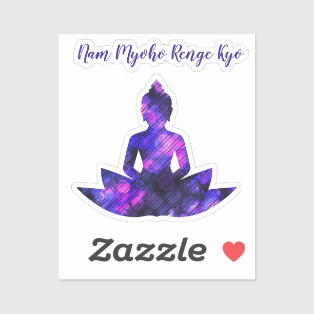 Sticker Lotus pourpre spirituel Yoga NamMyohoRengeKyo Scea (Feuille)