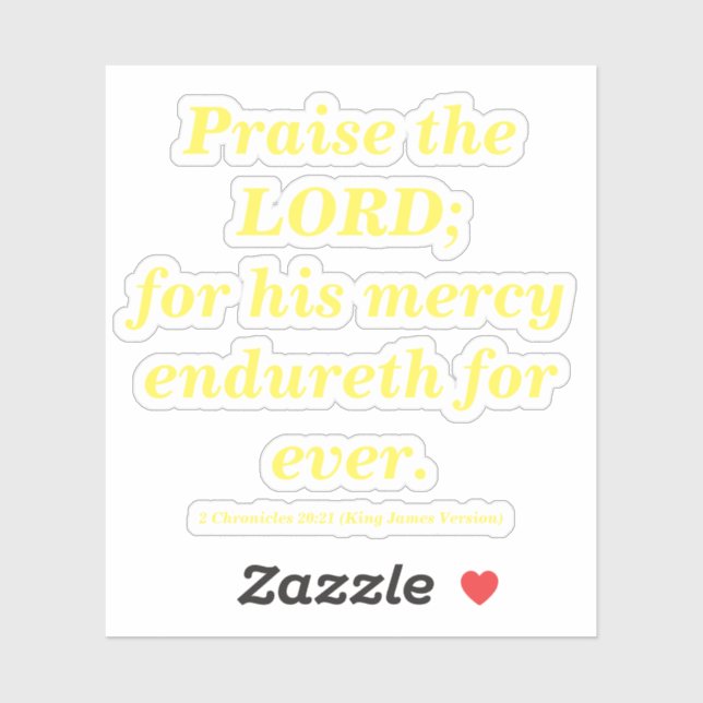 Sticker Louange Le Seigneur Bible Verse Lemon Jaune (Feuille)