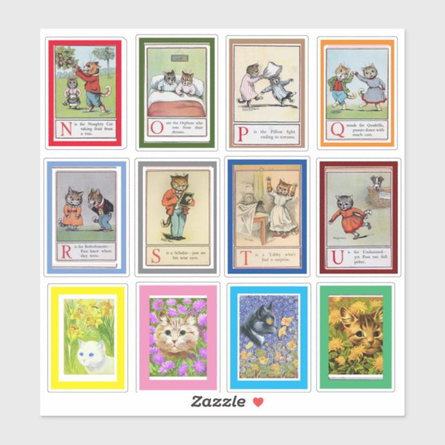 Sticker Louis Wain Alphabet Cats (N-U) (Feuille)