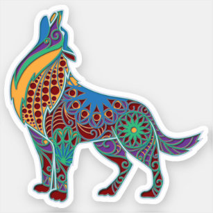 Sticker tête de loup tribal – Loups-Anges