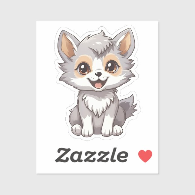 Sticker Loup de caricature (Feuille)