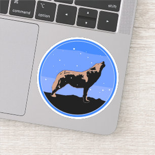 Sticker Loup hurlant en hiver - Art original de la faune