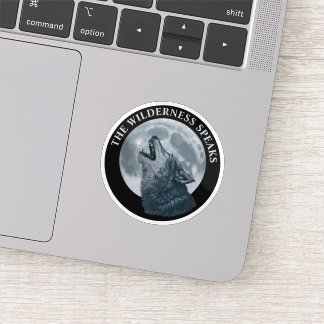 Sticker Loup hurlant et Lune