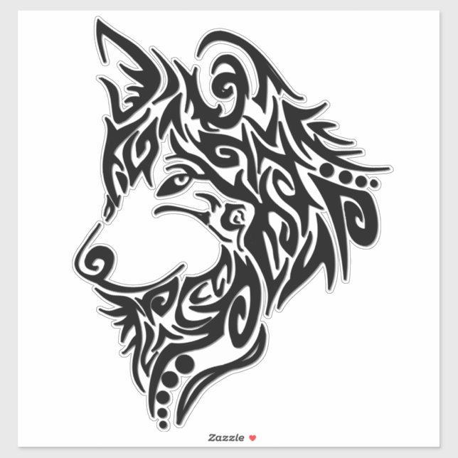 Sticker Loup tribal (Feuille)