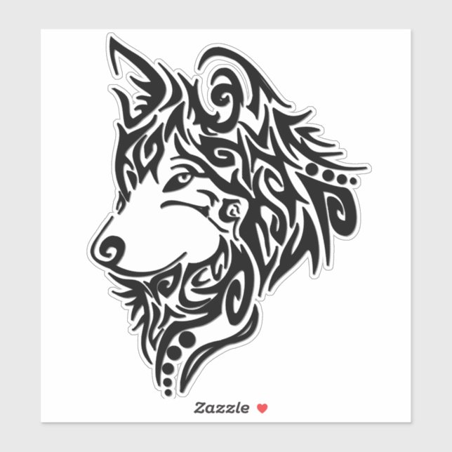 Sticker Loup tribal (Feuille)
