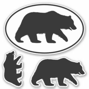 Sticker L'ours gris silhouette l'ovale et a découpé des