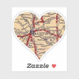 Sticker Love Austin Texas Carte Vintage