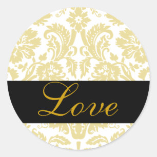 Sticker Love Black & Gold Mariage damassé