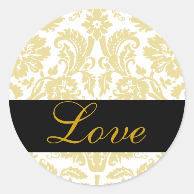 Sticker Love Black & Gold Mariage damassé (Devant)