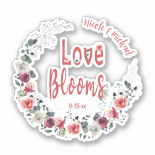 Sticker Love Blooms Personnalisée Mariée Groom Mariage Dat