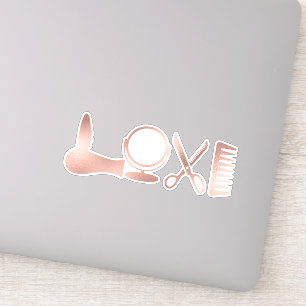 Sticker LOVE Coiffeuse Styliste Ciseaux Salon Coiffeur