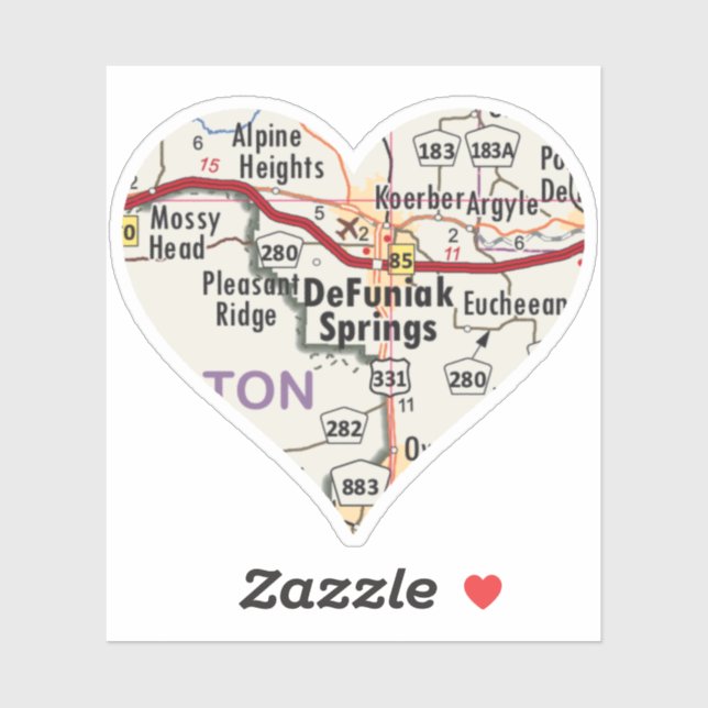 Sticker Love DeFuniak Springs Floride (Feuille)