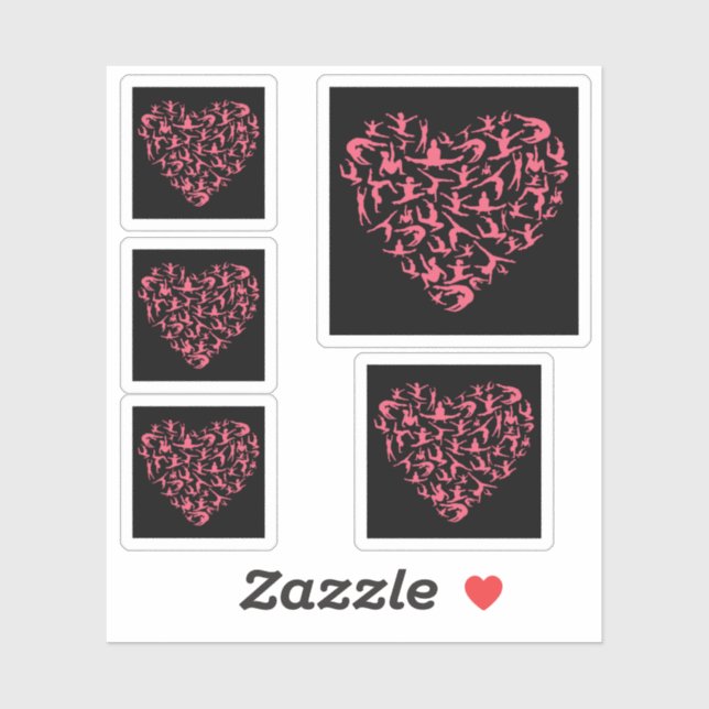 Sticker Love Girls Gymnastique - Silhouette Heart (Feuille)