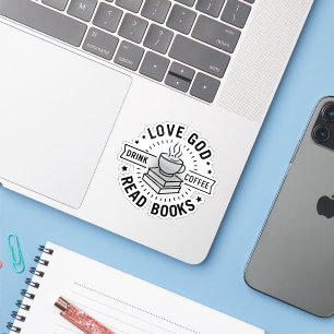 Sticker Love God Drink Coffee Lire les livres Amateurs Vin