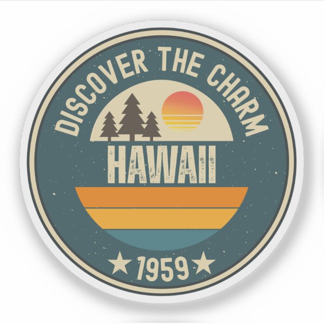 Sticker Love Hawaii - Coeur du cadeau du Pacifique (Devant)