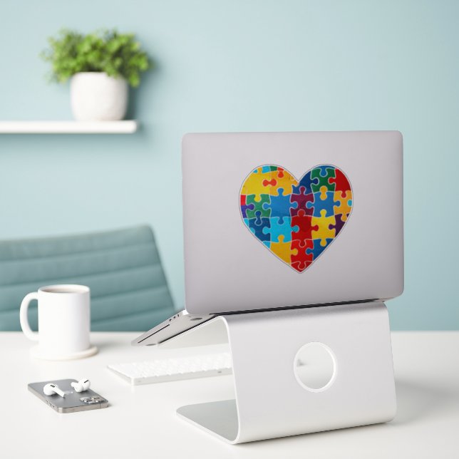 Sticker Love Heart Puzzle Sensibilisation sur l'autisme d' (Ordinateur portable sur le bureau)