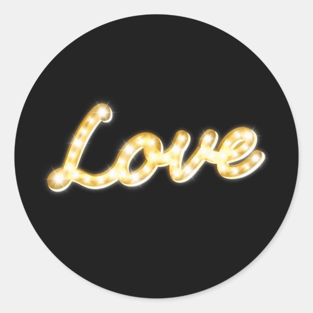 Sticker Love in Marquee Lights - noir (Devant)