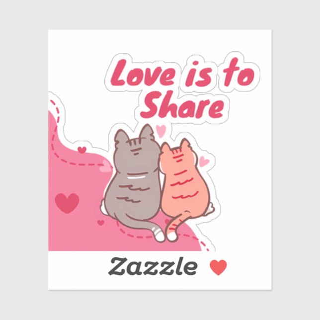 Sticker  Love Is to Share Cute Cats  (Feuille)