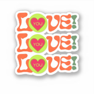 Sticker LOVE LOVE LOVE LOVE with Heart Valentine's day Sti