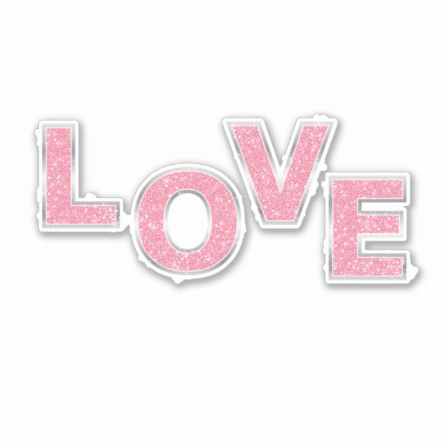 Sticker Love Parties scintillant rose (Devant)