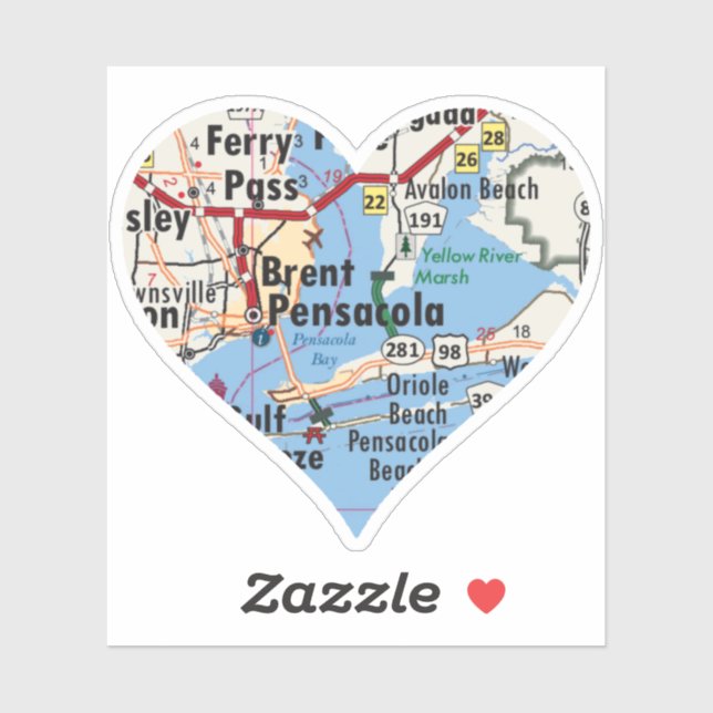 Sticker Love Pensacola Floride (Feuille)