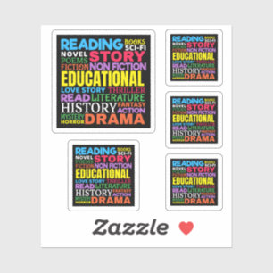 Sticker Love Reading Books - Genre Word Art