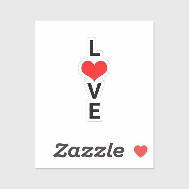 Sticker Love Red Heart Cute Valentine's Day Cool blanc (Feuille)