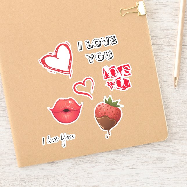 Sticker Love Red Hearts et citations design (Carnet)