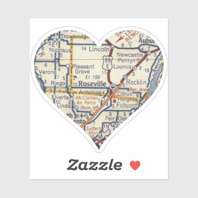 Sticker Love Roseville Californie (Feuille)