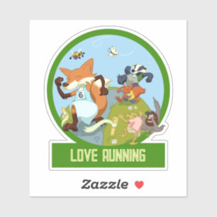 Sticker Love Runny Funny Woodland Animal Race Cartoon