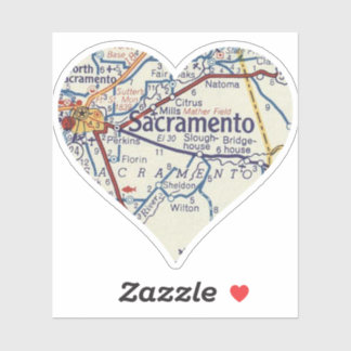 Sticker Love Sacramento Carte Vintage