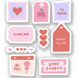 Sticker Love Tickets avec typographie rose