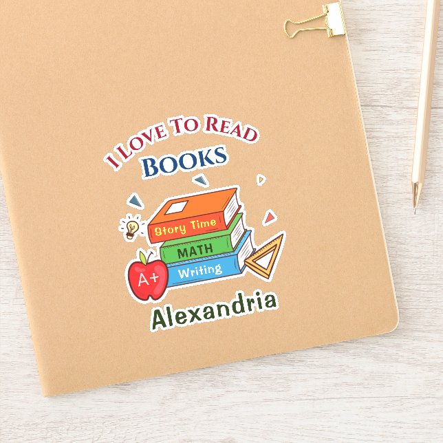 Sticker Love To Read Books Reader Lecture Personnaliser (Carnet)
