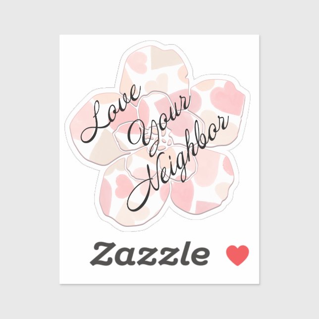 Sticker Love Your Neighbor Heart-Filled Flower (Feuille)
