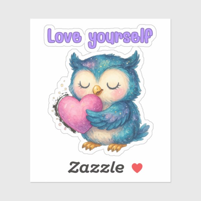 Sticker Love Yourself - Self Love Owl Die-Cut Vinyl (Feuille)
