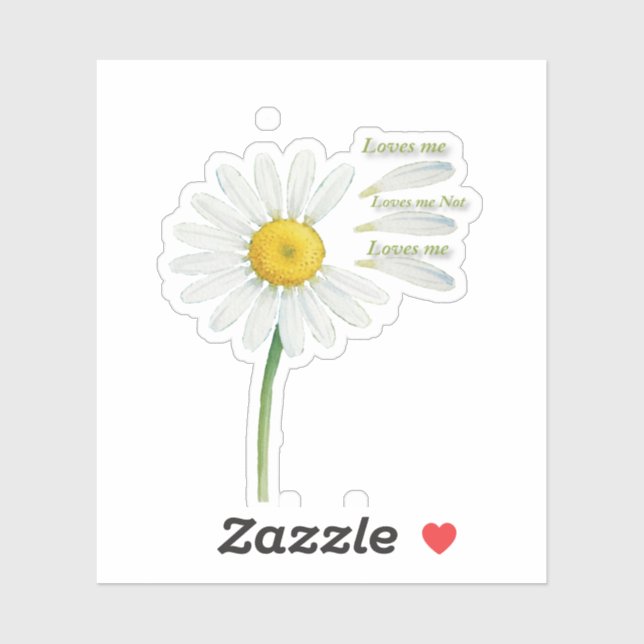 Sticker Loves Me, Loves Me Not Daisy – Romantic Watercolor (Feuille)