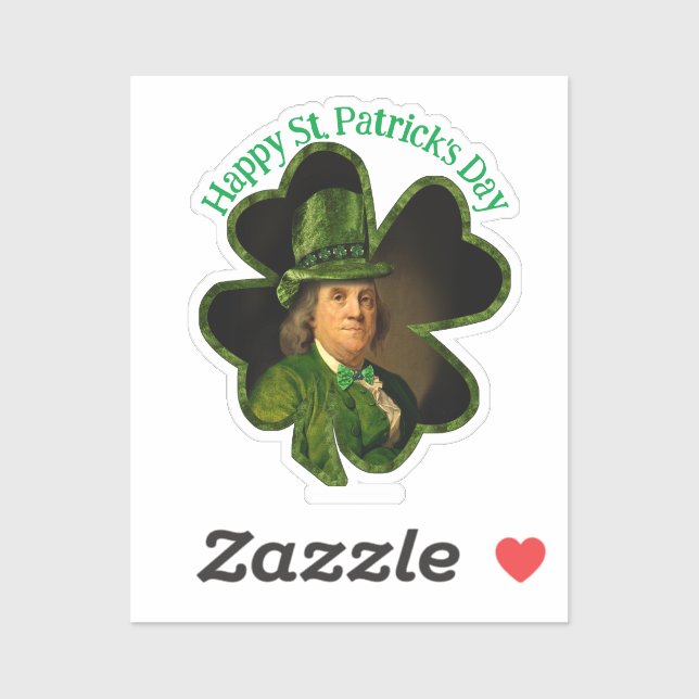 Sticker Lucky Ben Franklin Saint Patrick's Day (Feuille)