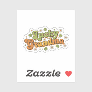 Sticker Lucky Grandma Retro 70s Groovy Script Flower 