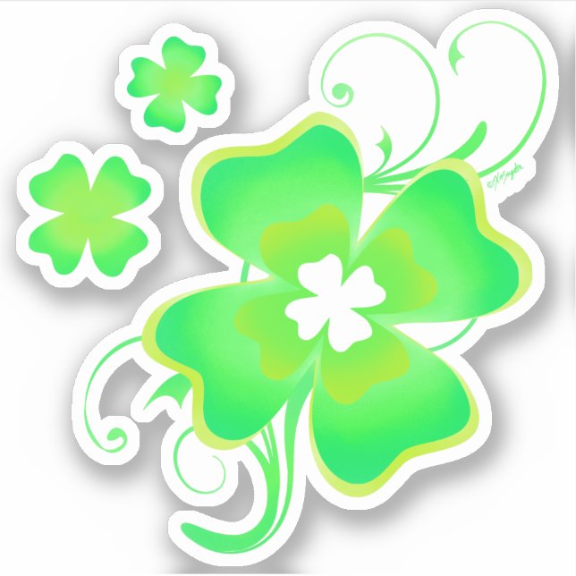 Sticker Lucky Irish Four Leaf Clover (Devant)
