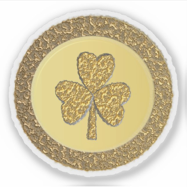 Sticker Lucky Irish Shamrock Gold Coin (Devant)