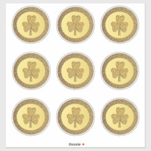 Sticker Lucky Irish Shamrock Gold Coin