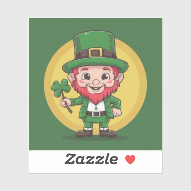 Sticker Lucky Leprechaun and Clover (Feuille)