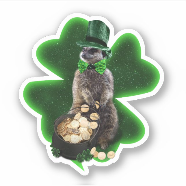 Sticker Lucky Meerkat St. Patrick's Day (Devant)
