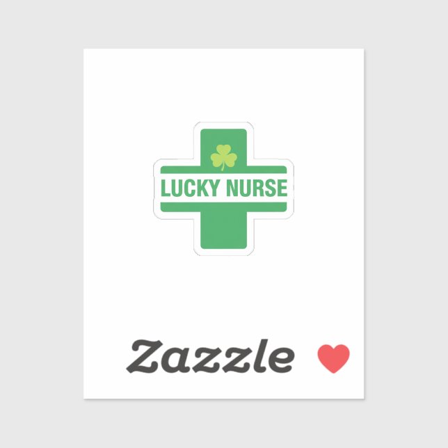 Sticker Lucky Nurse Green Medical Cross Shamrock St Patric (Feuille)
