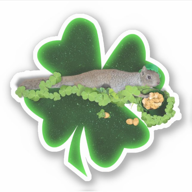 Sticker Lucky Squirrel St. Patrick's Day (Devant)