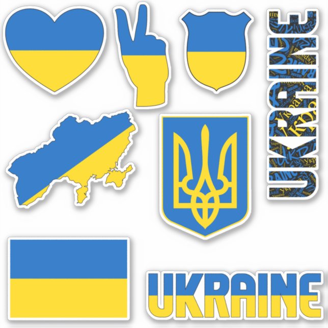 Sticker L'Ukraine Extraordinaire forme les symboles nation (Devant)