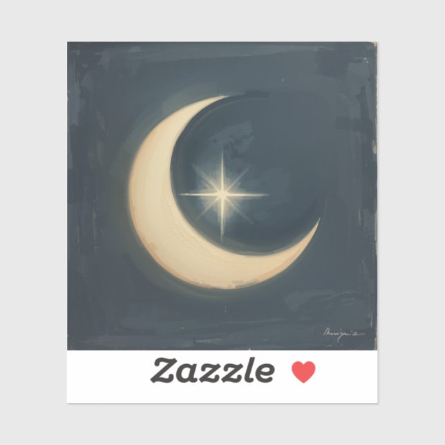 Sticker Lune berçant une étoile 🌌🎨 (Feuille)