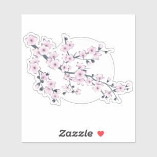 Sticker Lune blanche cerise en fleurs